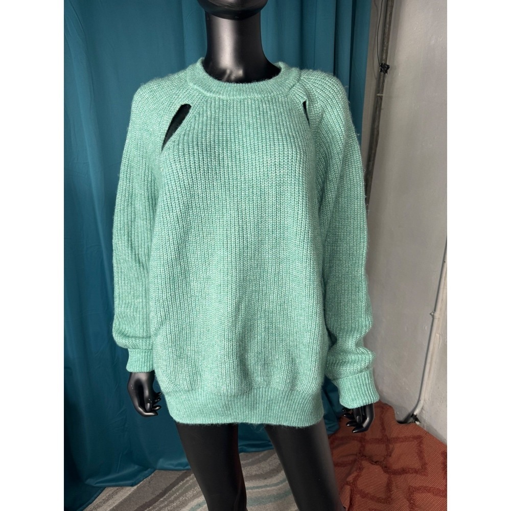 Worthington Women's Teal Green Cutout Shoulder Knit Sweater 2X - Picture 2 of 11